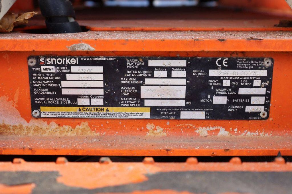 Scherenarbeitsbühne Snorkel S3219E Elektrisch 7,8 m 2016