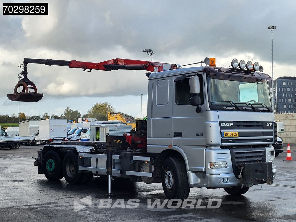 DAF XF XF105.410 6X2 NL-Truck HMF 1643 Z2 Crane 24T Container system Lift+Steering-Axle Euro 5