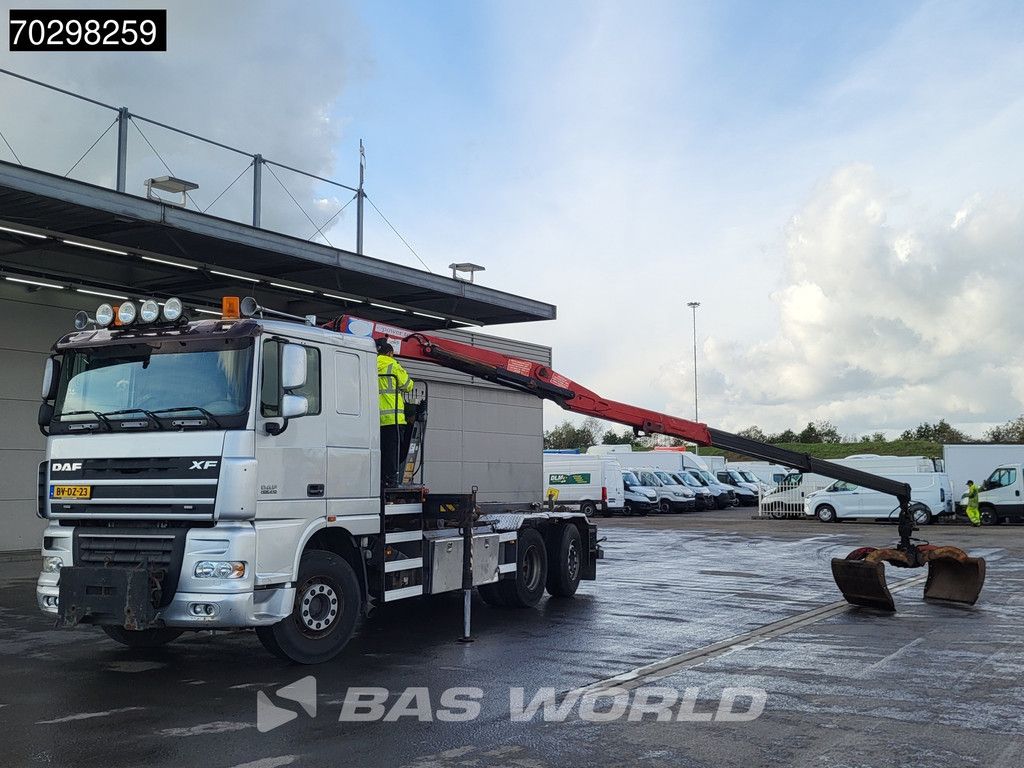 DAF XF XF105.410 6X2 NL-Truck HMF 1643 Z2 Crane 24T Container system Lift+Steering-Axle Euro 5