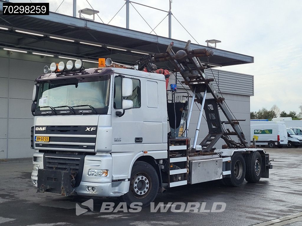 DAF XF XF105.410 6X2 NL-Truck HMF 1643 Z2 Crane 24T Container system Lift+Steering-Axle Euro 5