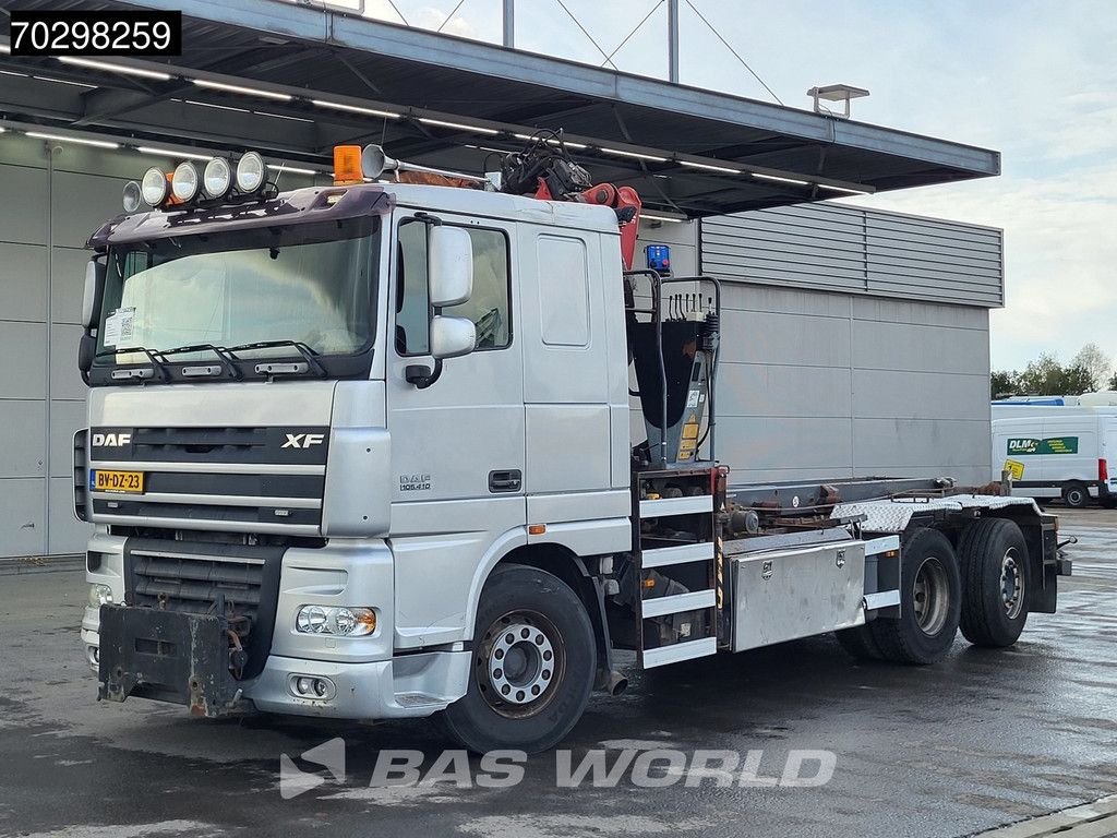 DAF XF XF105.410 6X2 NL-Truck HMF 1643 Z2 Crane 24T Container system Lift+Steering-Axle Euro 5