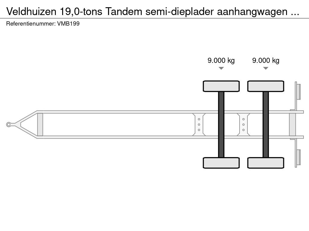 Veldhuizen 19,0-tons Tandem semi-dieplader aanhangwagen 7,5 m.