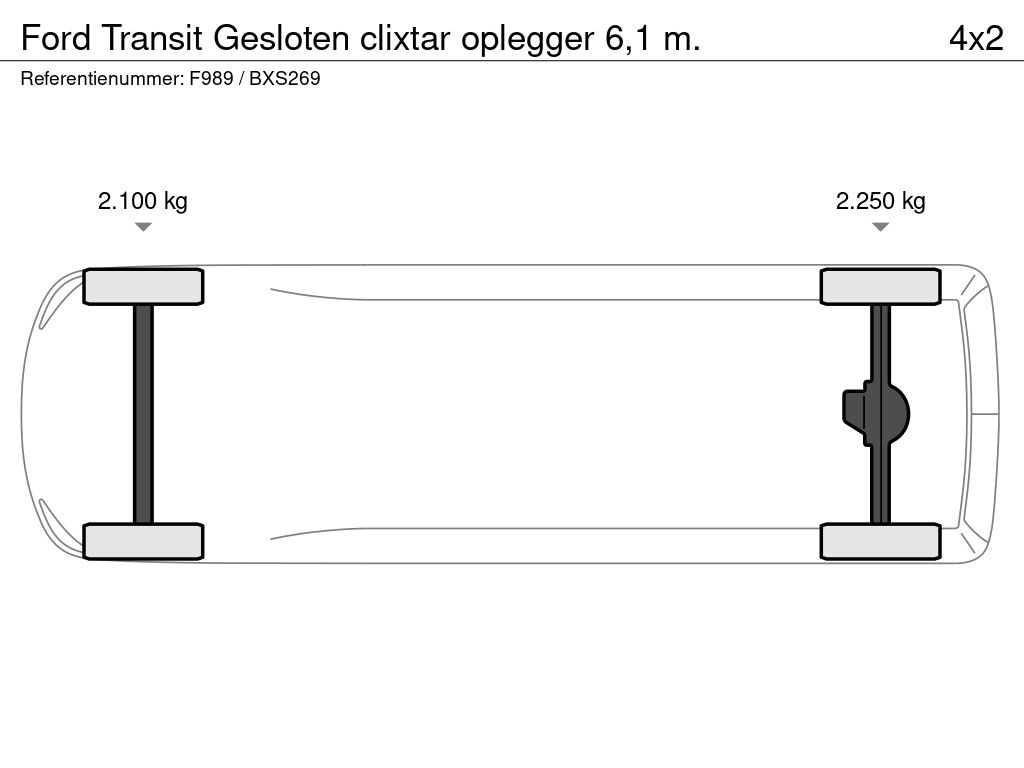 Ford Transit Gesloten clixtar oplegger 6,1 m.