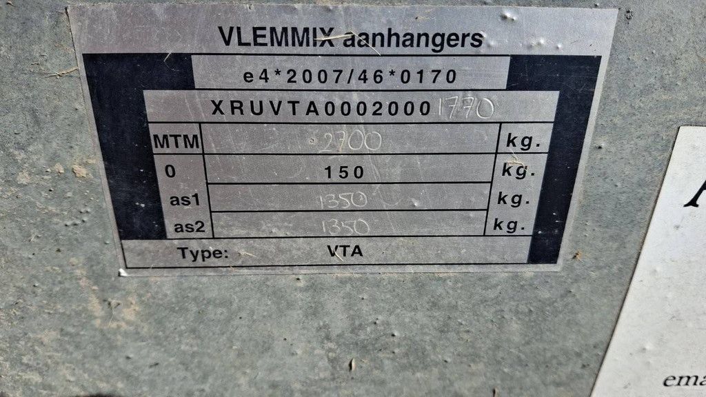 Machine transporter Vlemmix VTA 2700kg 3.0x1.50m