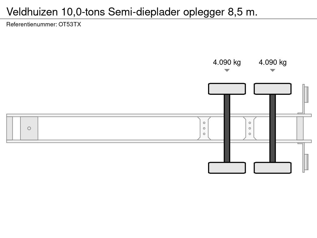Veldhuizen 10,0-tons Semi-dieplader oplegger 8,5 m.