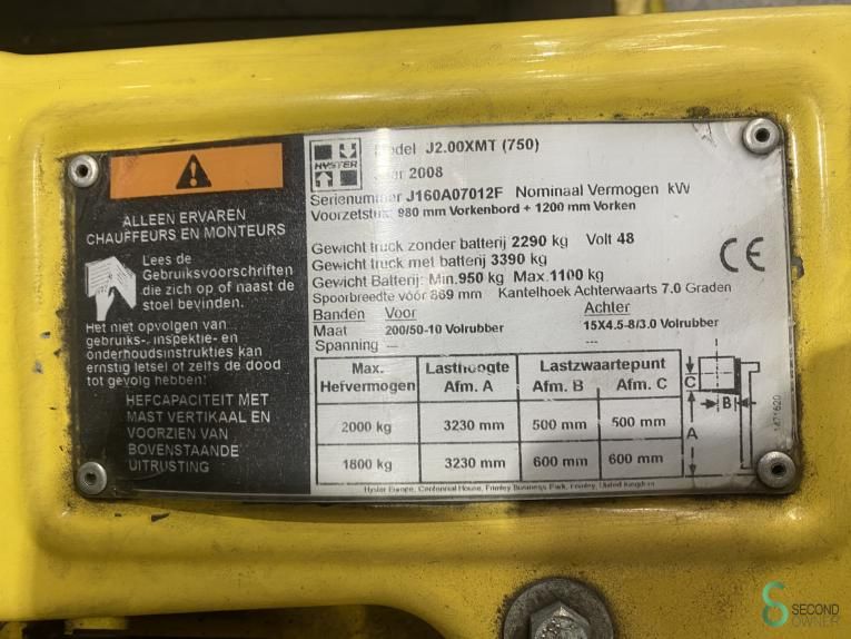 Gabelstapler Elektrisch Hyster J2.00XMT 2008