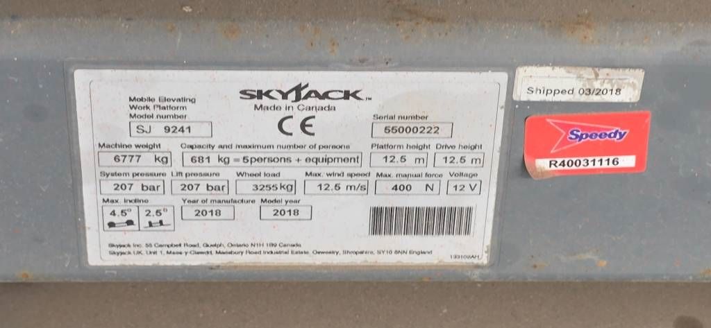 SkyJack SJ 9241 RT schaarhoogwerker diesel 9241 14m