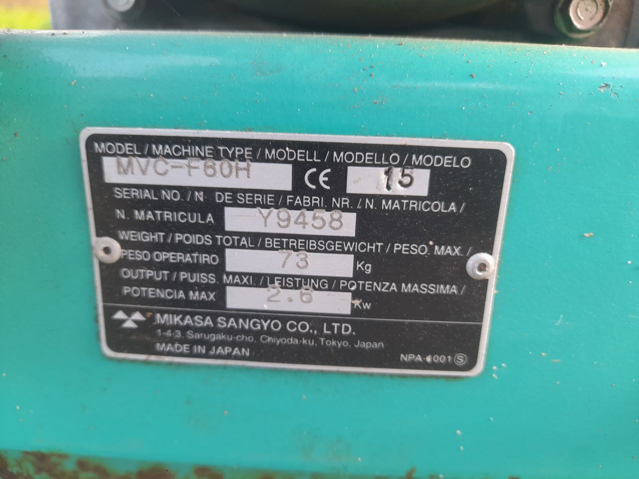 Xx trilplaat Dynapac en Mikasa benzine 1.5 ton