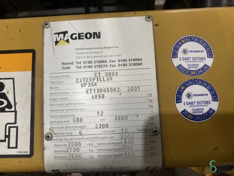 Forklifts LPG Caterpillar GP 35 K 2001