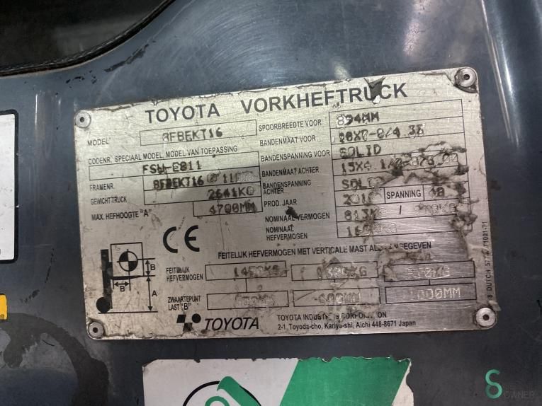 Gabelstapler Elektrisch Toyota 8 FBEKT 16 2012