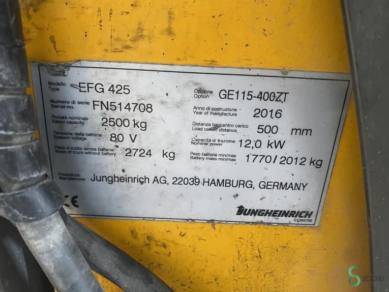 Forklifts Electric Jungheinrich EFG 425k 2016