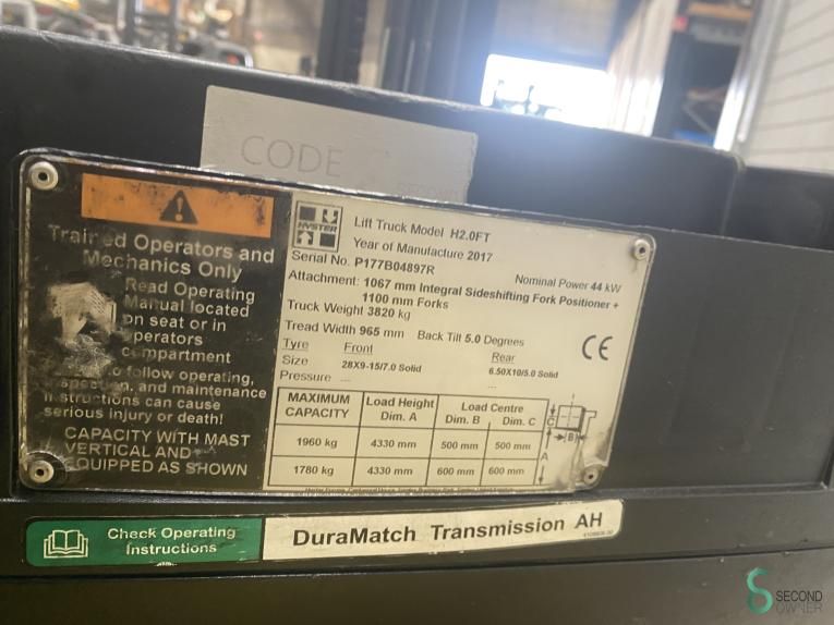 Forklifts LPG Hyster H 2.0 FT (T) 2017