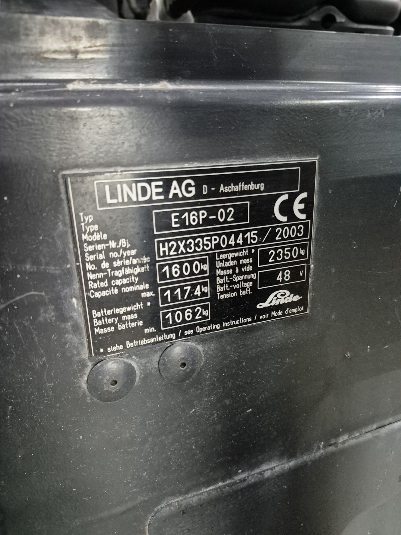 Linde E16P-02 triplex sideshift 4.490 mm bj 2003 7702 uur