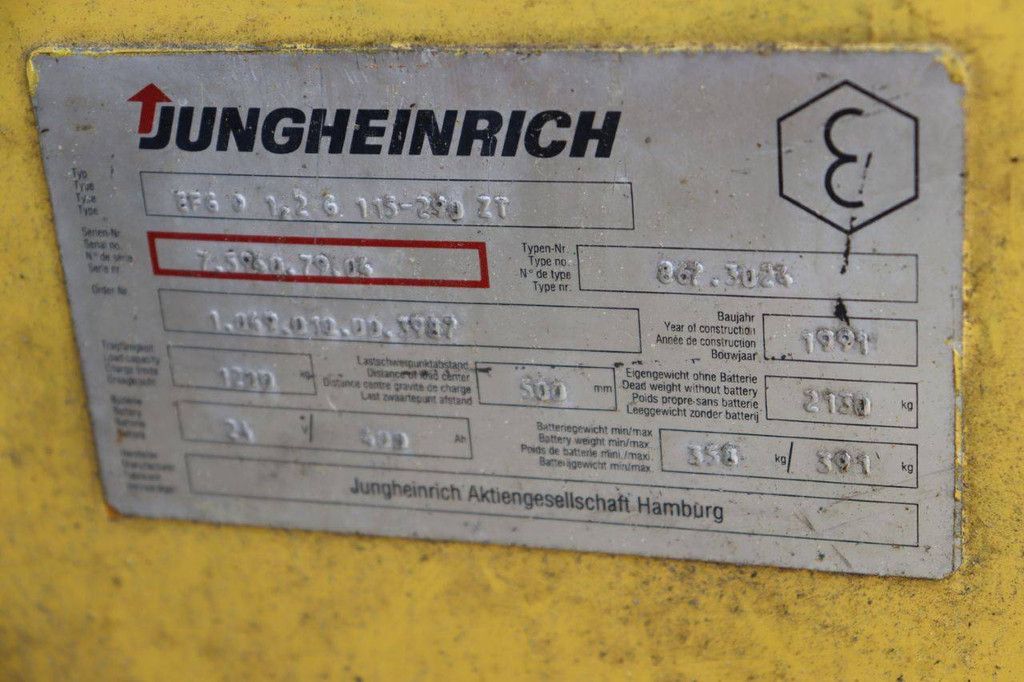 Heftruck Jungheinrich Type BFG 1.2 6. 115-290 ZT Elektrisch 1200kg 1994