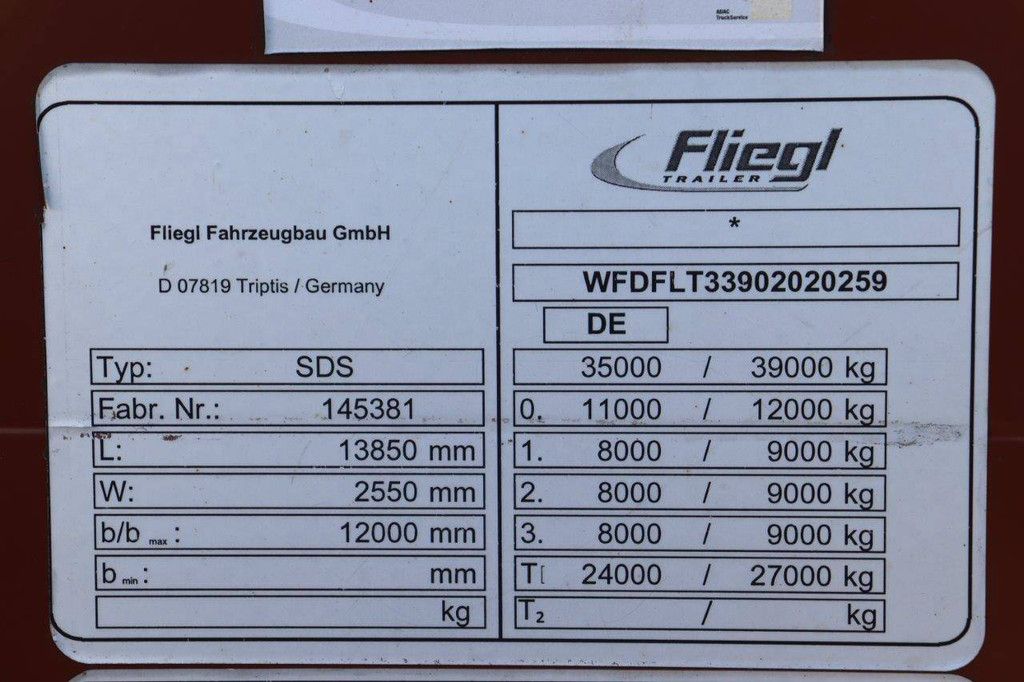 Curtainsider trailer Fliegl SDS 2016
