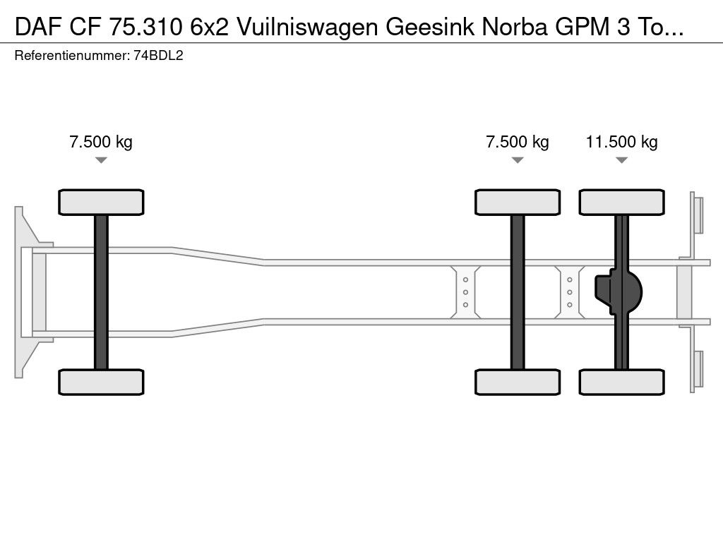 DAF CF 75.310 6x2 Vuilniswagen Geesink Norba GPM 3 Top staat ! (22 Cubiek)