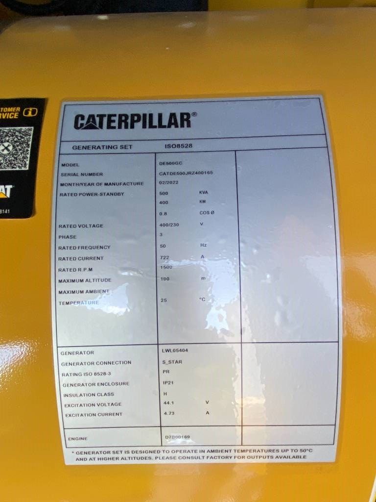 CAT DE500GC - 500 kVA Stand-by Generator - DPX-18220