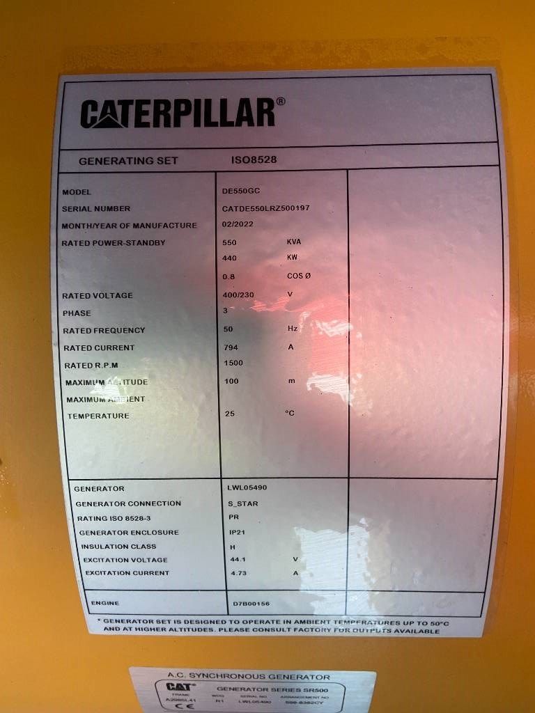 CAT DE550GC - 550 kVA Stand-by Generator - DPX-18221