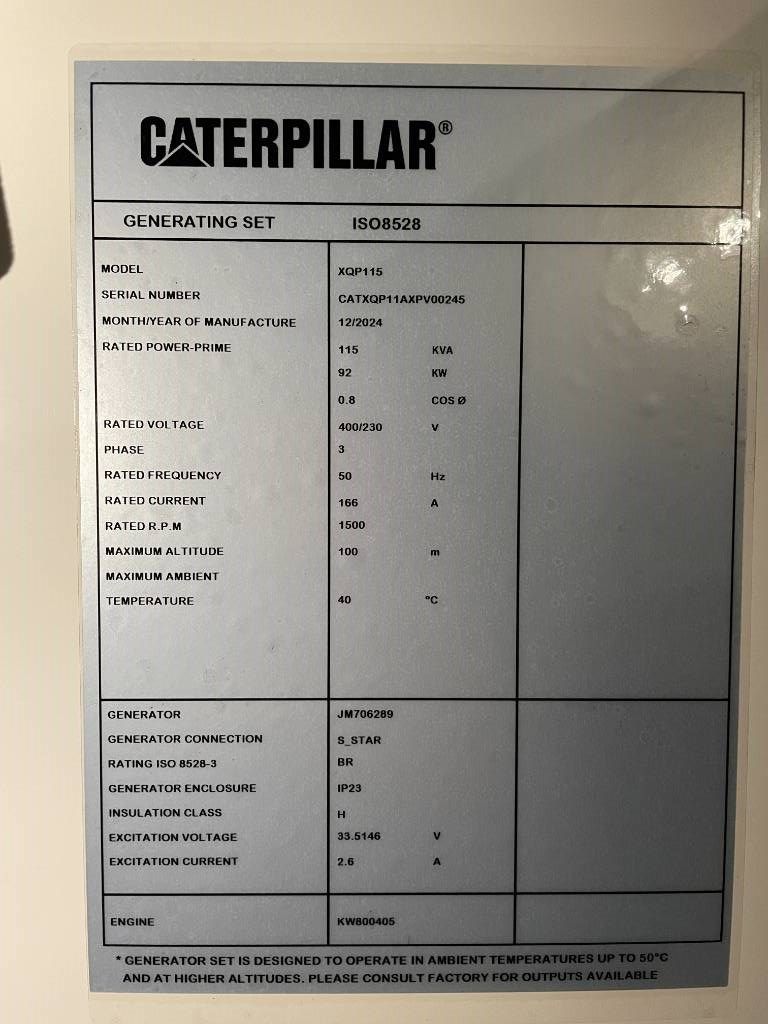 CAT XQP115 - Generator 115 kVA Stage V - DPX-18125