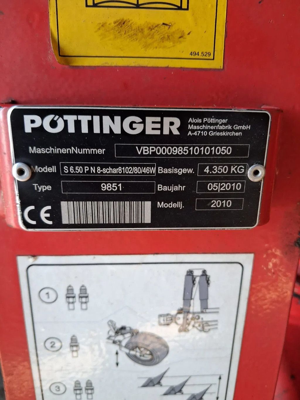 Pottinger S 650 P N 8 schaar wentelploeg Ploeg Getrokken ploeg