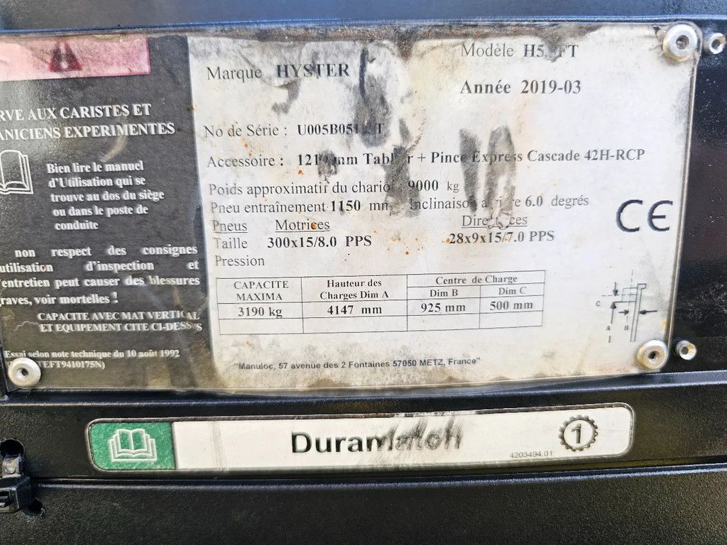 Hyster 5.5 ft lpg heftruck 2019