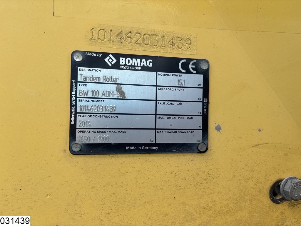 Bomag BW 100ADM-5 1284h, 15.1KW