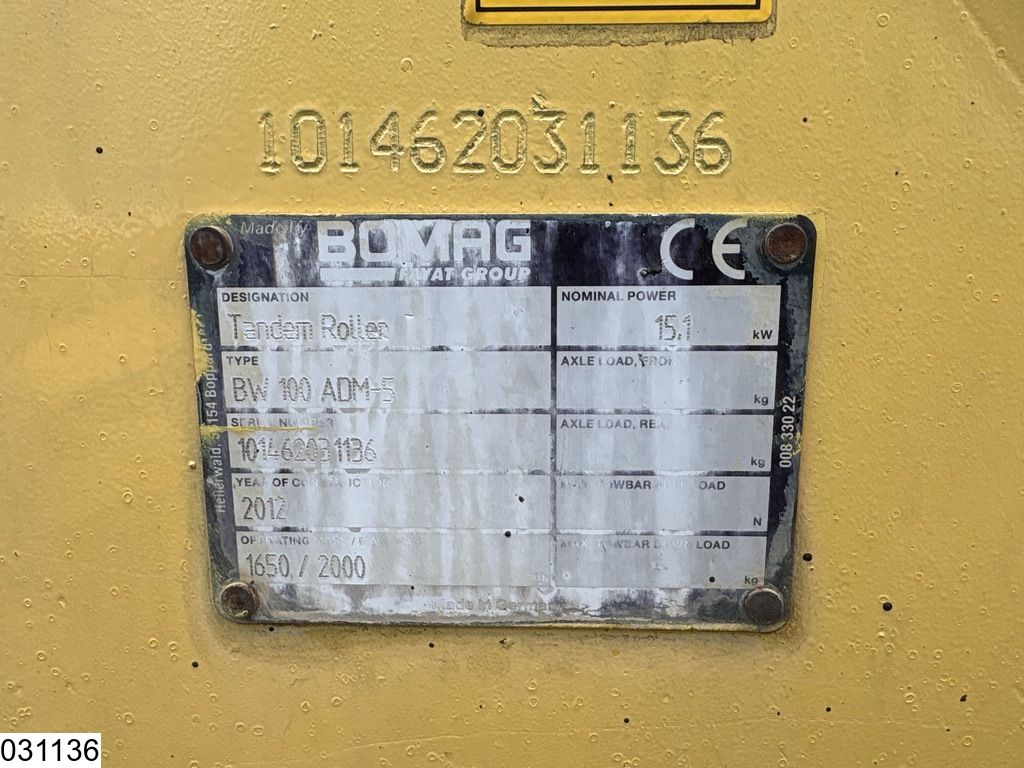 Bomag BW 100ADM-5 2612h, 15.1KW