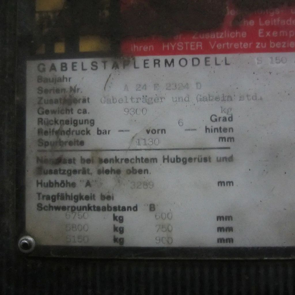 Hyster Heftruck S150A LPG-gas, duplomast.