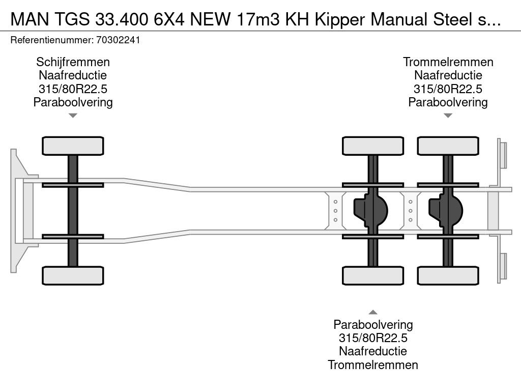 MAN TGS 33.400 6X4 NEW 17m3 KH Kipper Manual Steel suspension Big-Axle EURO 2