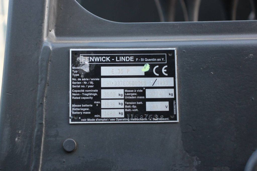 Heftruck Linde E35P Elektrisch 3500kg 3.8m 1993