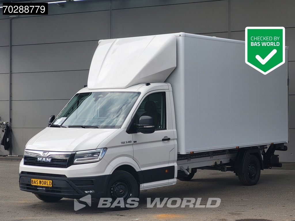 MAN TGE 3.180 Automaat Laadklep Bakwagen 2025 Facelift Navi LED Airco Cruise Euro6 Meubelbak Koffer 21m3 Klima Tempomat