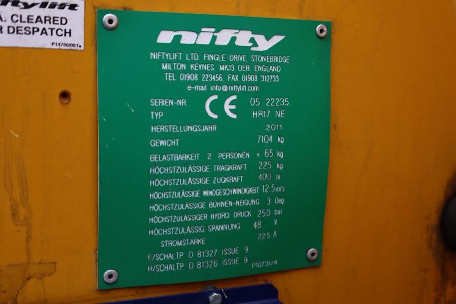 Niftylift HR17NE Electric, 17m Working Height, 9.7m Reach, 2