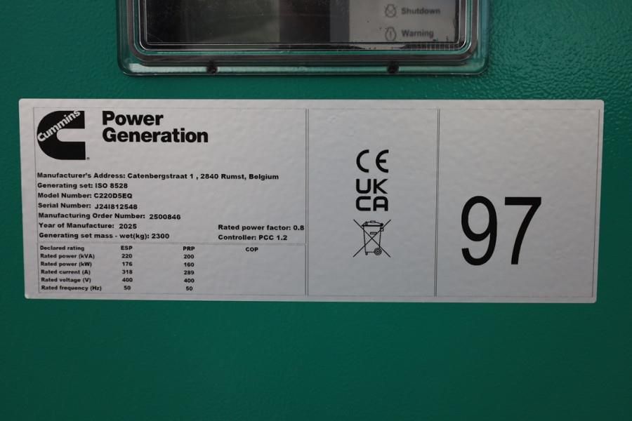 Cummins C220D5EQ Declaration of Conformity, Diesel, 220kVA