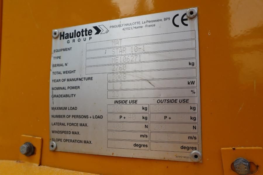 Haulotte STAR 10 As-Is, Electric, 10m Working Height, 3m Re