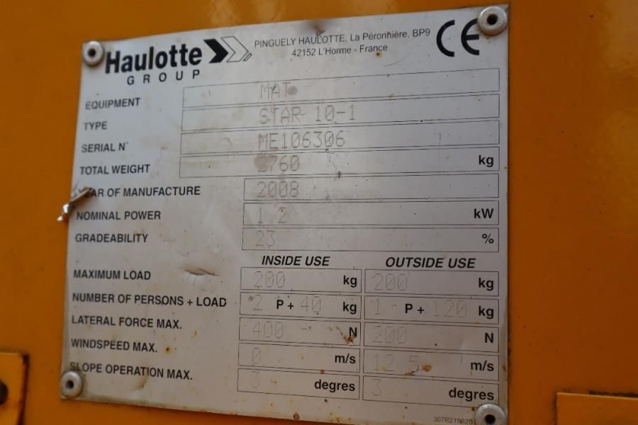 Haulotte STAR 10 As-Is, Electric, 10m Working Height, 3m Re