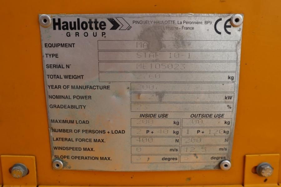 Haulotte STAR 10 As-Is, Electric, 10m Working Height, 3m Re