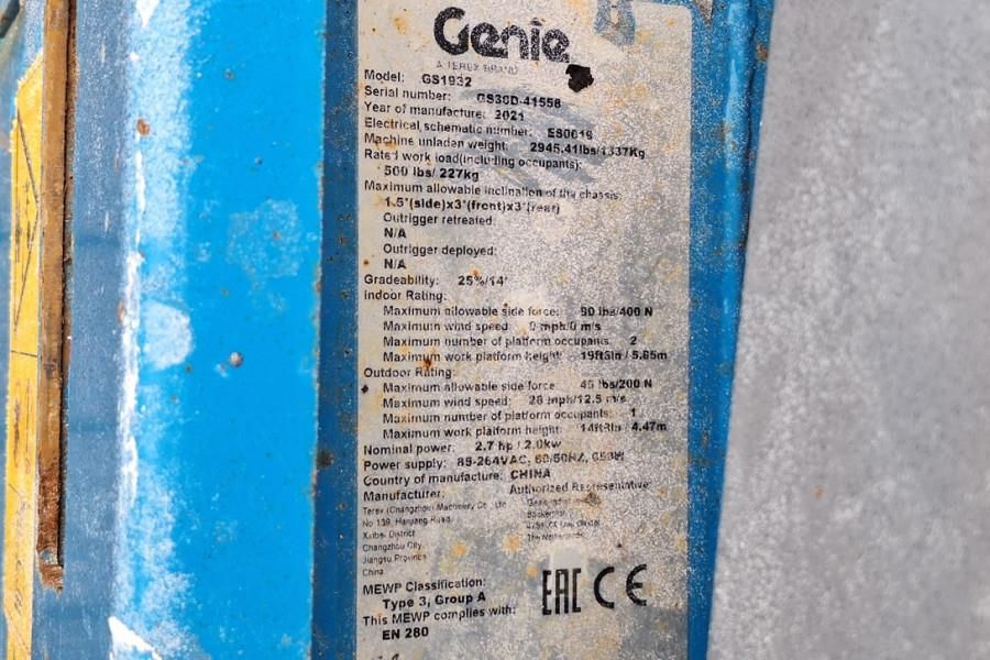 Genie GS1932 E-Drive Several In Stock, 8m Working Height