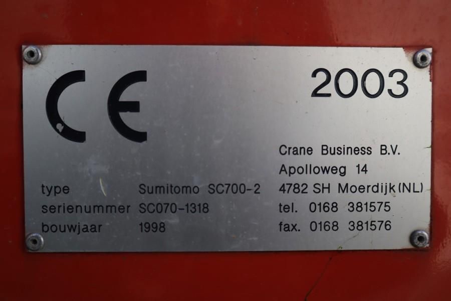 Sumitomo SC700-II 70t Capacity, 43m Boom, 31m Movable Jib,