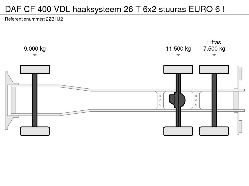 DAF CF 400 VDL haaksysteem 26 T 6x2 stuuras EURO 6 !