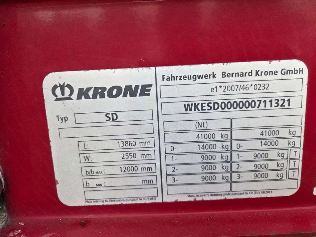 Krone 3 as schuifzeil drum brake's HH-vloer 3 stuks