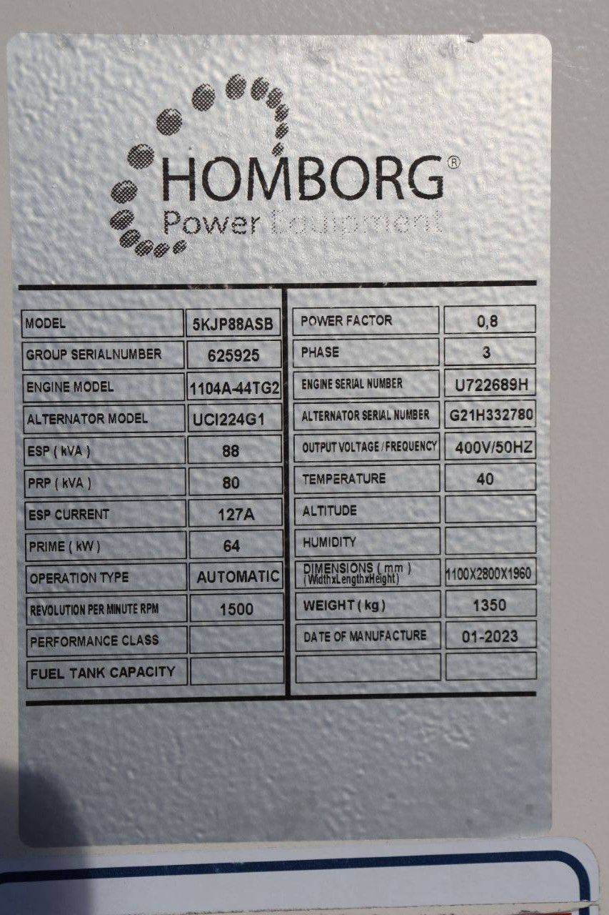 Generator Perkins 5KJP88ASB Diesel 88kVA 2023