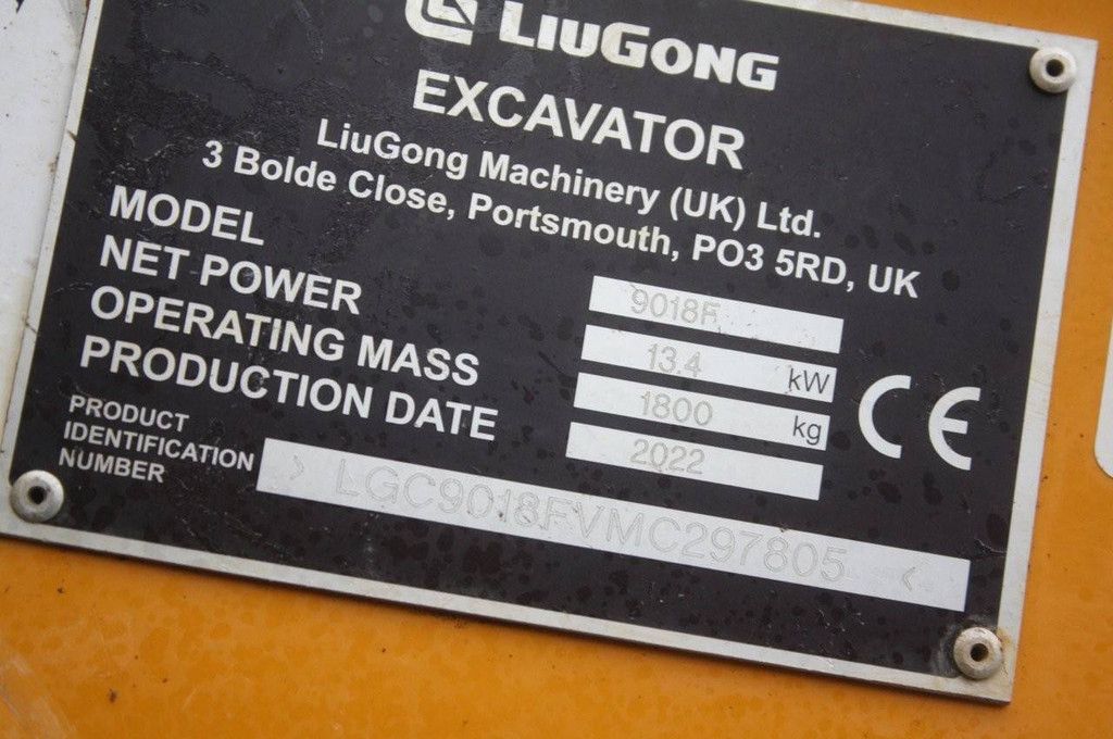 Mini excavator LiuGong 9018F Diesel 13.4kW 2022