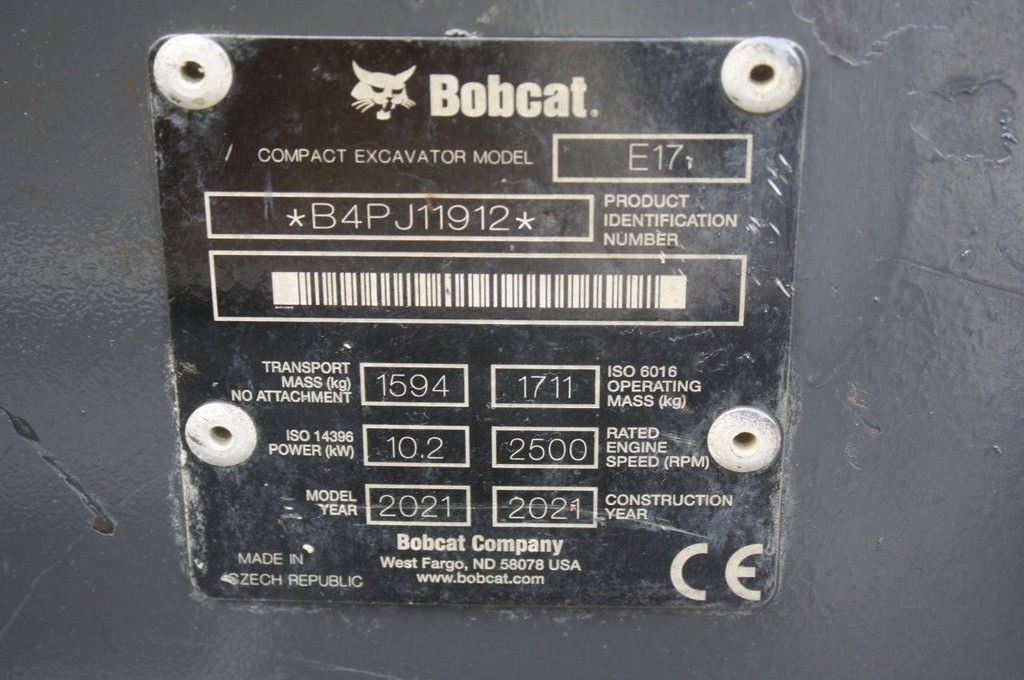 Mini excavator Bobcat E17 Diesel 10kW 2021