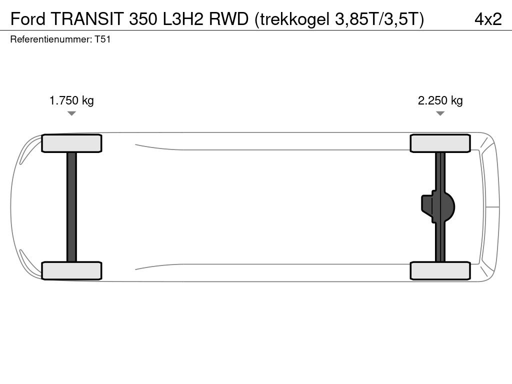 Ford TRANSIT 350 L3H2 RWD (trekkogel 3,85T/3,5T)