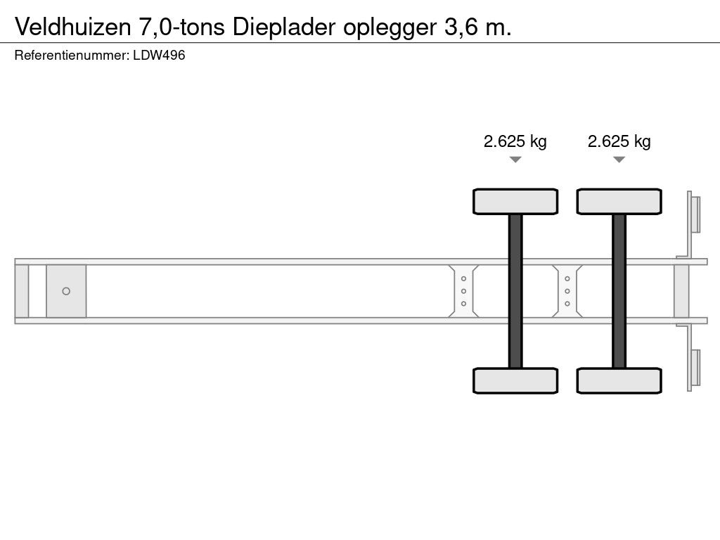 Veldhuizen 7,0-tons Dieplader oplegger 3,6 m.