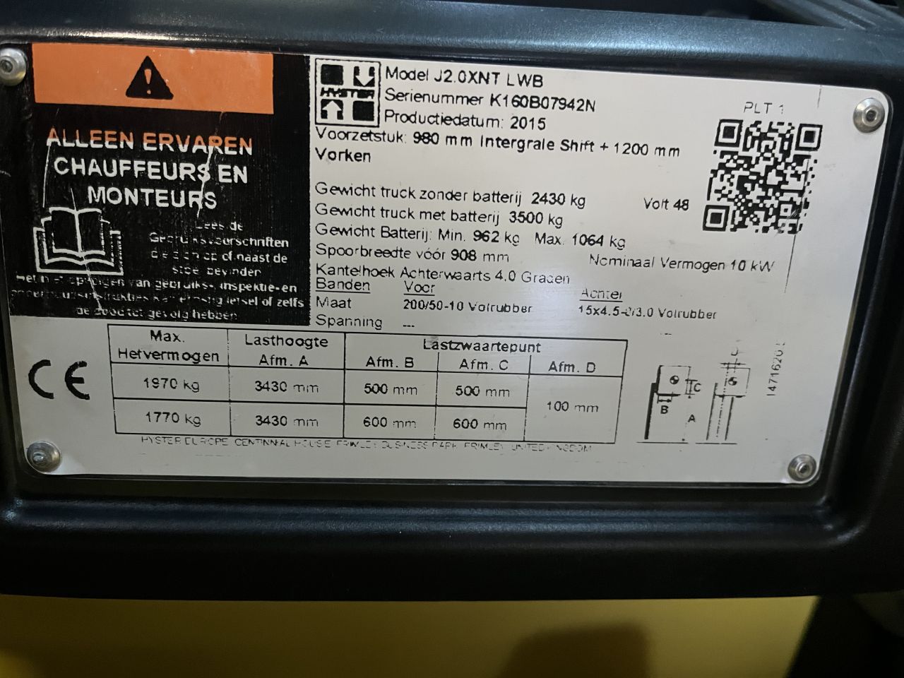 Hyster 2.0 bouwjaar 2015 Elektrisch