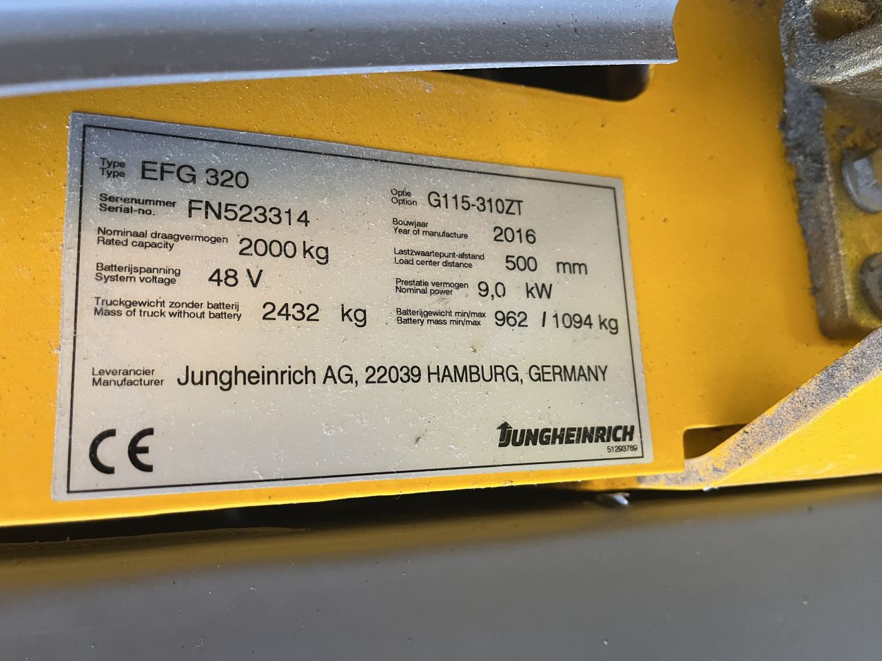 Jungheinrich bouwjaar 2016 Elektrisch