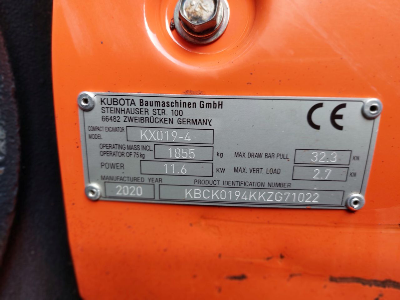 Kubota KX019-4 minigraver 2 ton BJ 2020