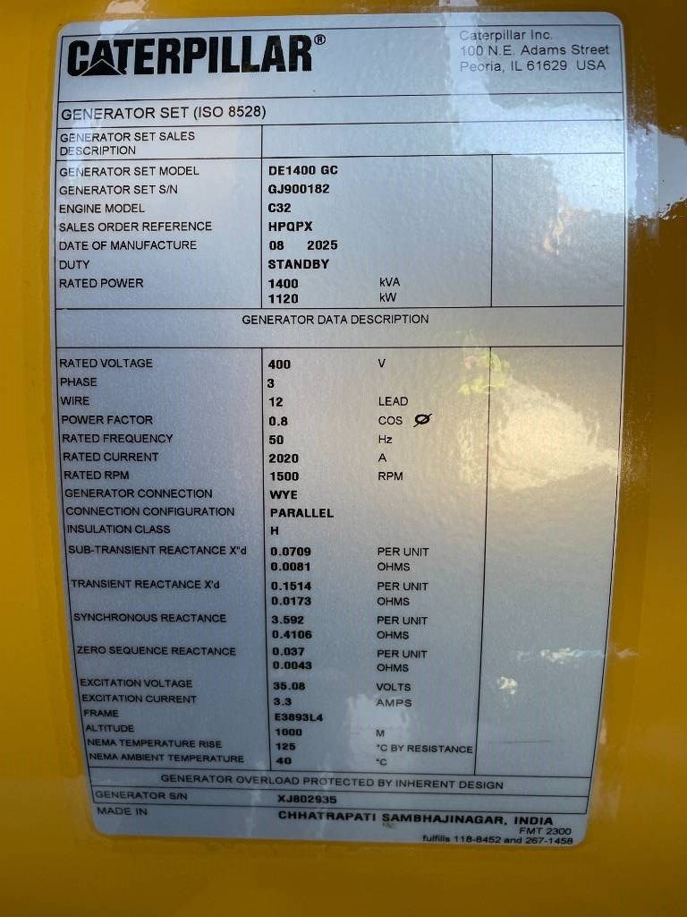 CAT DE1400GC - 1400 kVA Standby Generator - DPX-18227