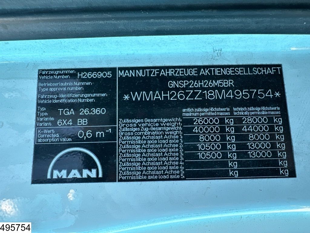 MAN TGA 26 360 6X4, Manual, Steel suspension
